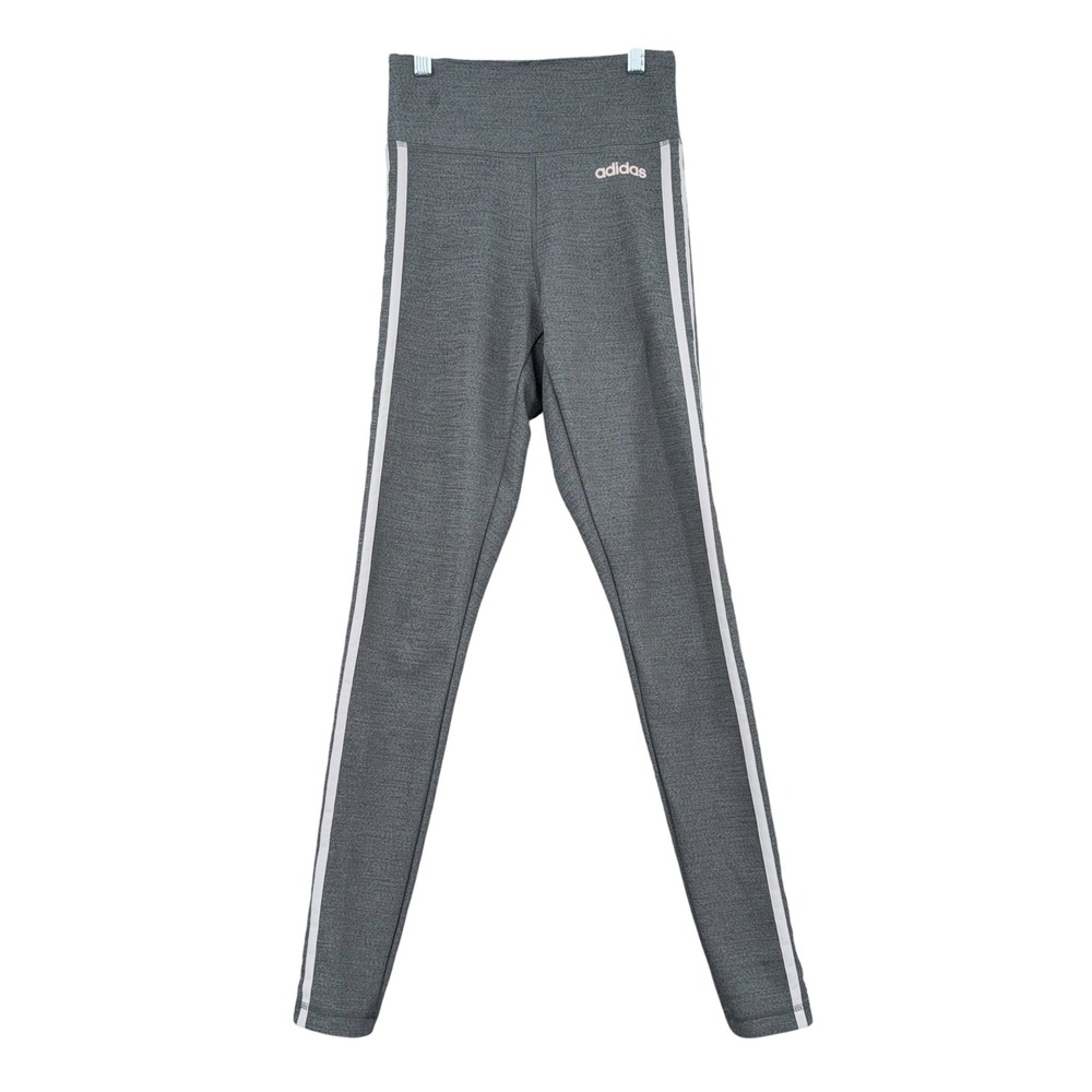 Adidas Climalite Women XS Polyester Spandex Gray Heathered 3-Stripe Leggings